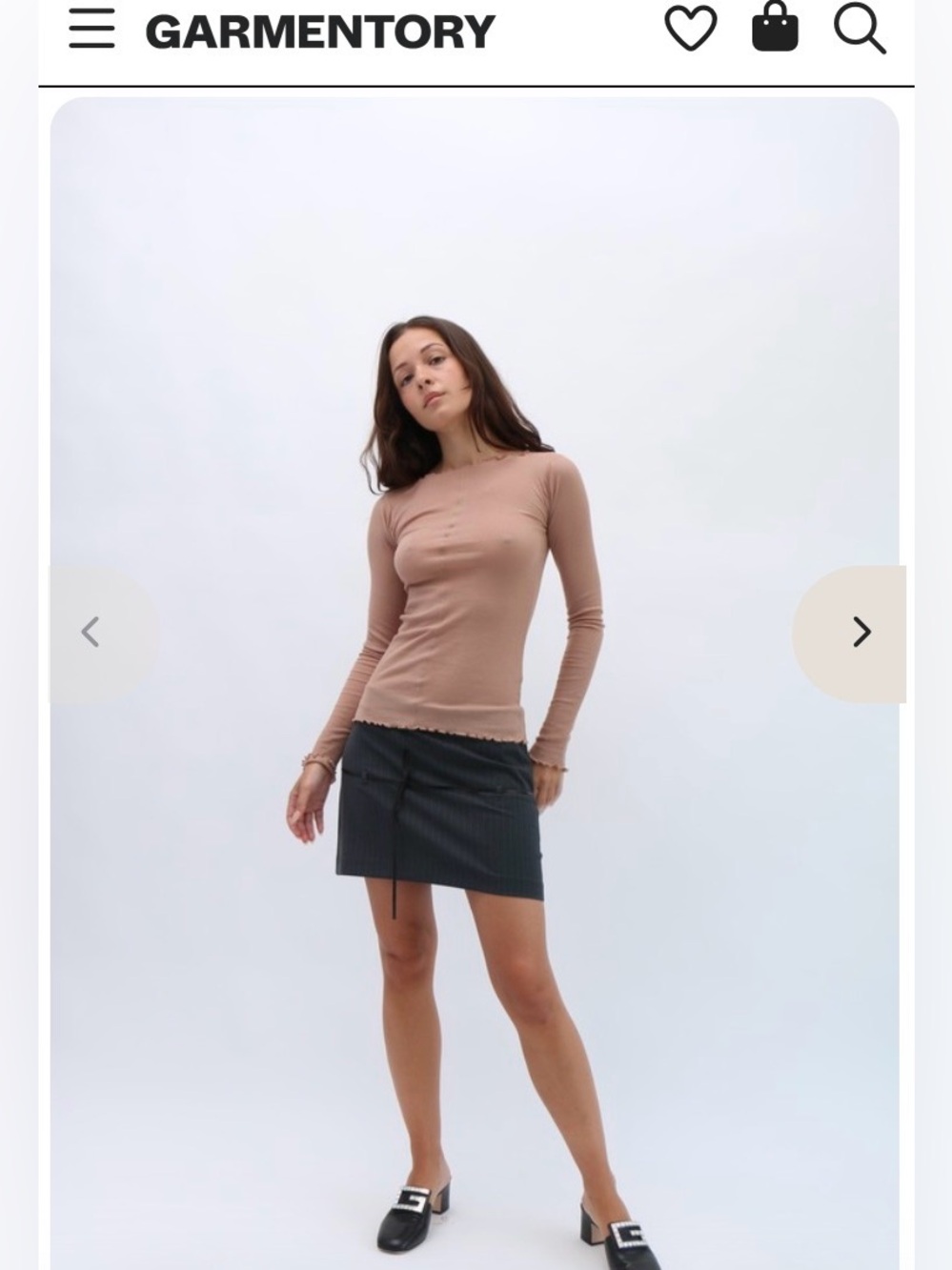 Paloma Wool Adaki Gray Pinstripe Mini Skirt with Tie Details